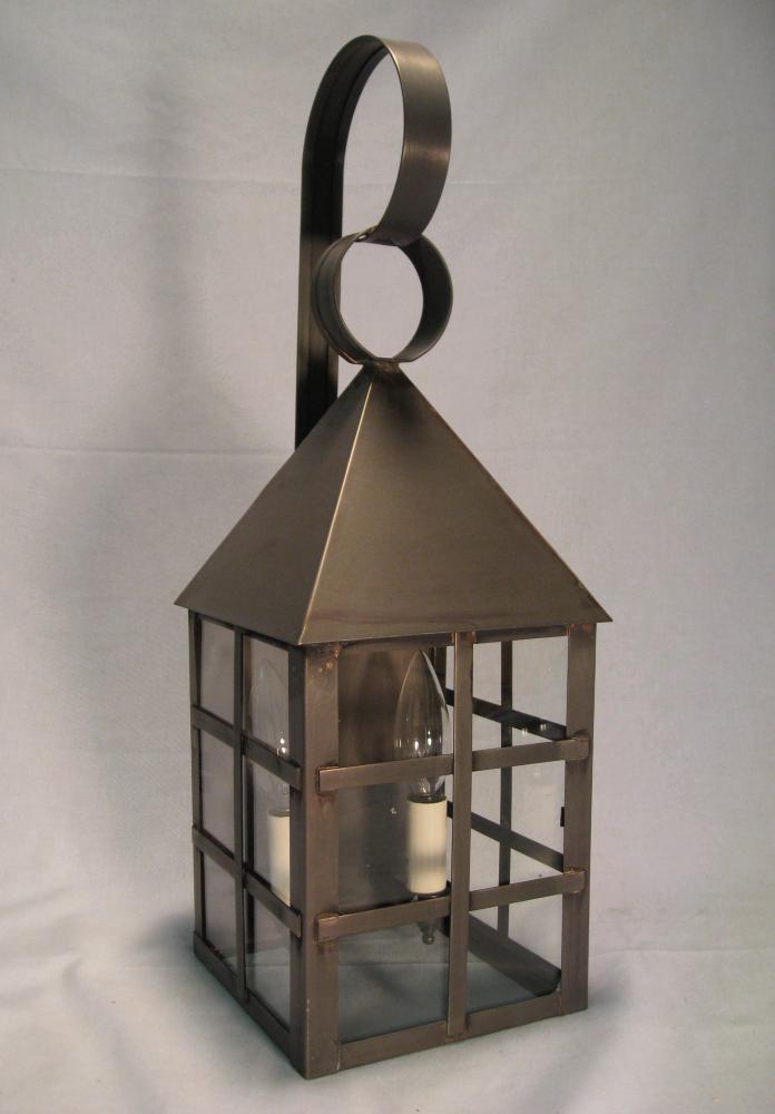 Pyramid Top H-Bars Wall Antique Copper Medium Base Socket Clear Seedy Glass