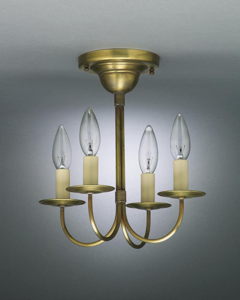 Hanging J-Arms Antique Copper 4 Candelabra Sockets