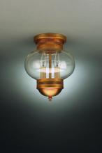Northeast Lantern 2034G-AB-LT2-OPT - Onion Flush With Galley No Cage Antique Brass 2 Candelabra Sockets Optic Glass