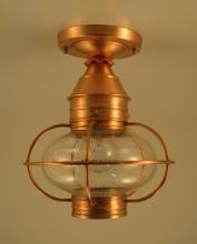 Northeast Lantern 2524-AC-MED-OPT - Caged Onion Flush Antique Copper Medium Base Socket Optic Glass