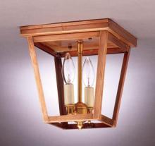Northeast Lantern 7324-AB-LT2-CSG - Square Flush Antique Brass 2 Candelabra Sockets Clear Seedy Glass